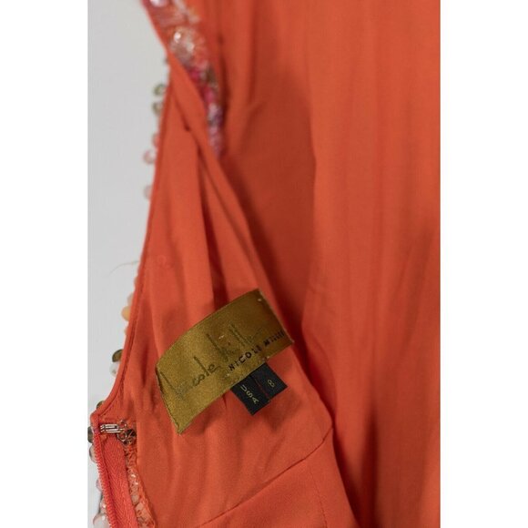Nicole Miller Womens Size 8 Orange Dress Floral Sequin Ruched Party Dress NWT - Picture 4 of 6